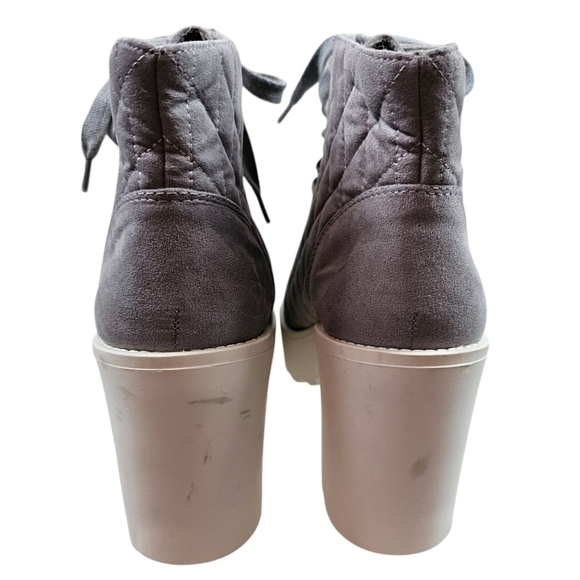 Nubikk Flore Montagne Quilted Grey Suede Leather Platform Ankle Boots In 7 - Picture 3 of 7